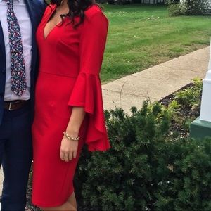 Form fitting red dress